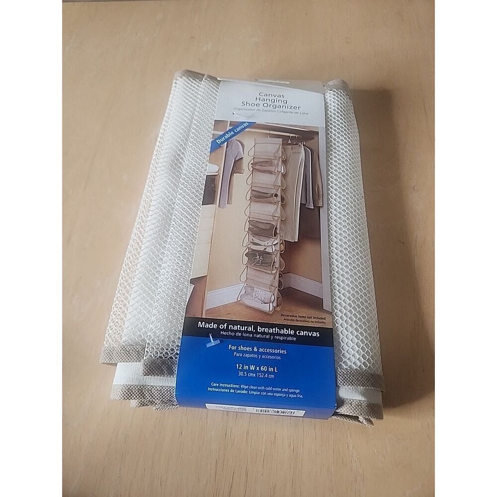 Mainstays Canvas 20-Pocket Hanging Shoe Organizer 12 In W X 60 In L (b19)